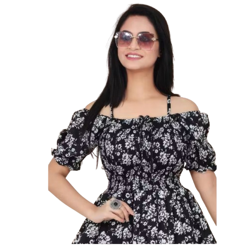 Elegant Off-Shoulder Fit & Flare Dress with Square Neck