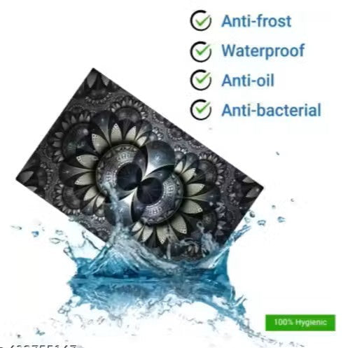 Fridge Top Cover Set – 7 Pieces | Black | 6 Pockets, Handle Covers & Multipurpose Mats