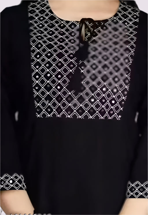 Elegant Embroidered Rayon Kurti with 3/4 Sleeves – Soft & Stylish Daily Wear